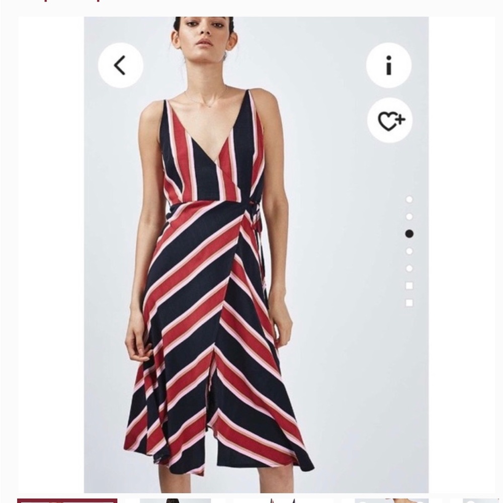Topshop Retro striped Wrap-around Midi dress, size 0